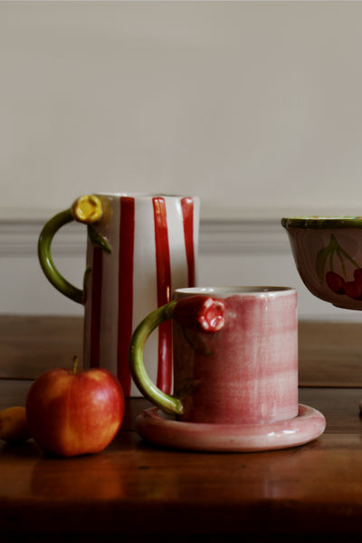 hand painted tulip handle mug - pink