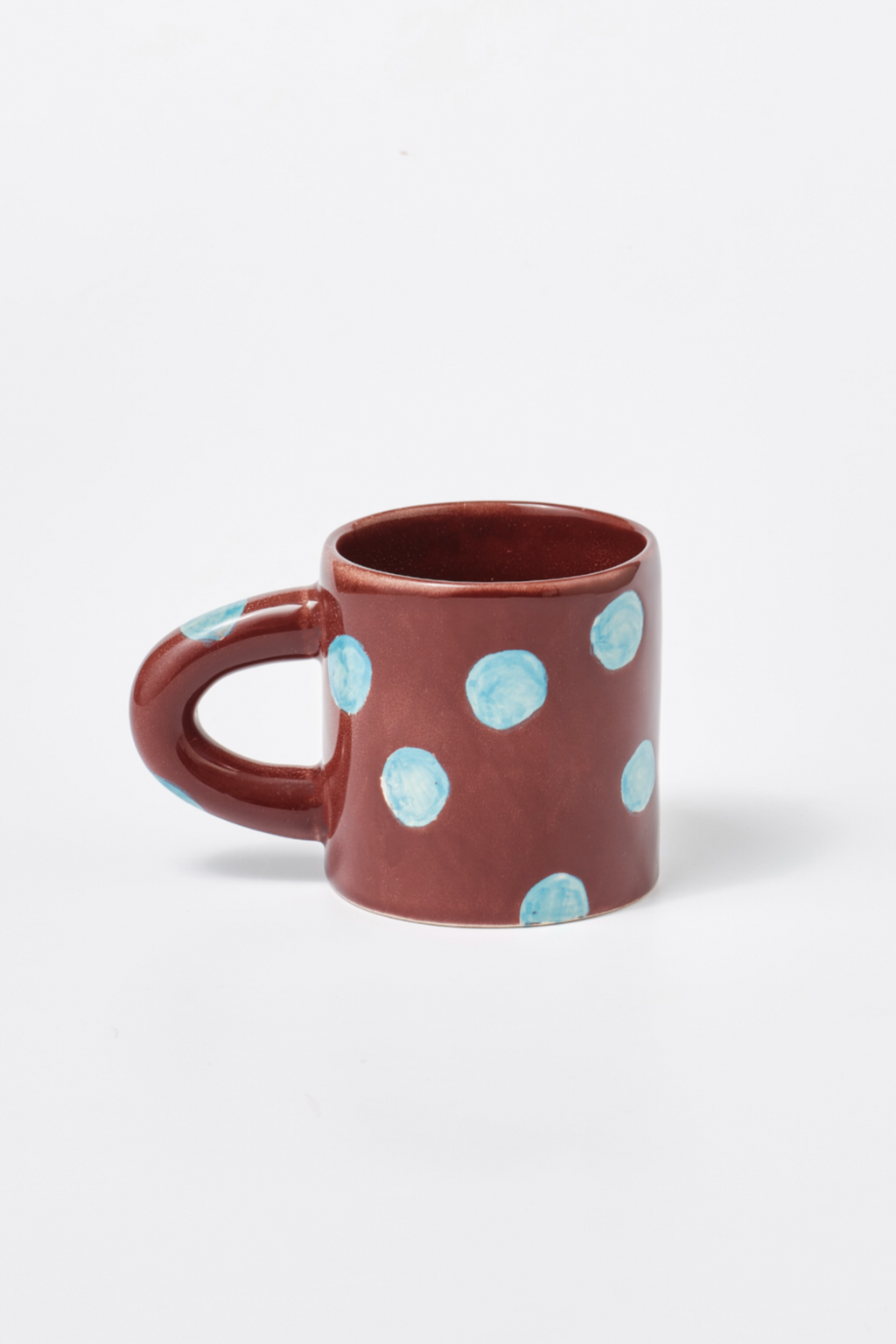 hand painted spot blue burgundy mug