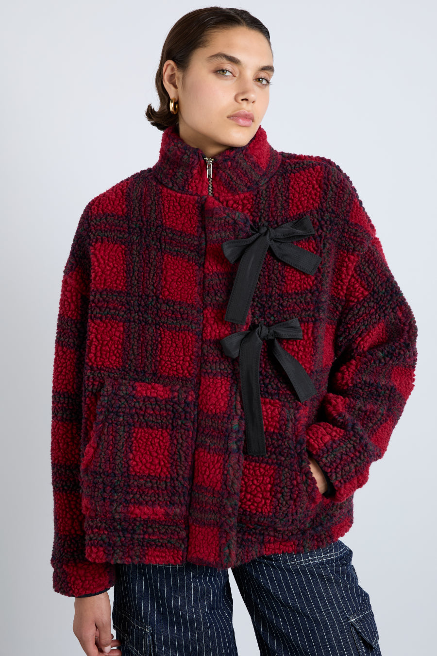 ingrid borg jacket red check
