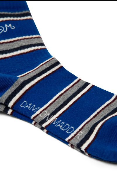 calf length socks - blue stripe