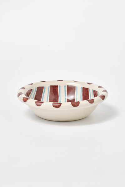 hand painted stripe spot mix serving bowl