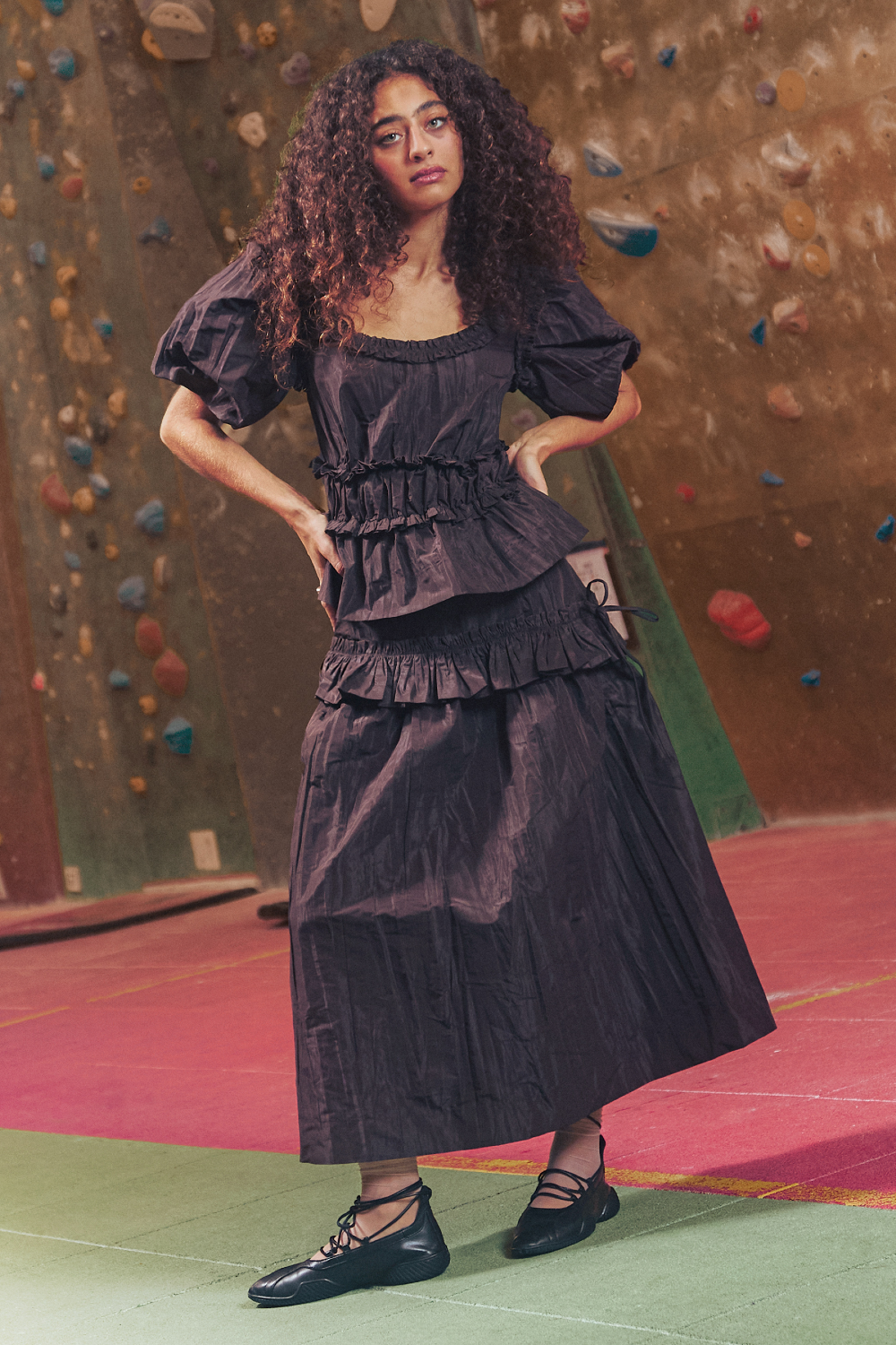 flavia midi skirt - choc taffeta – Damson Madder