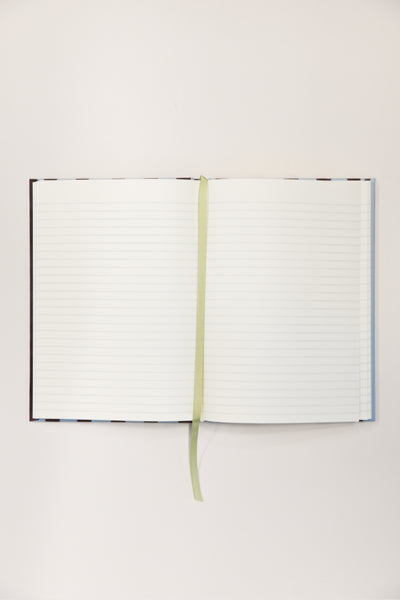 damson madder x papier burgundy & blue painterly stripe notebook