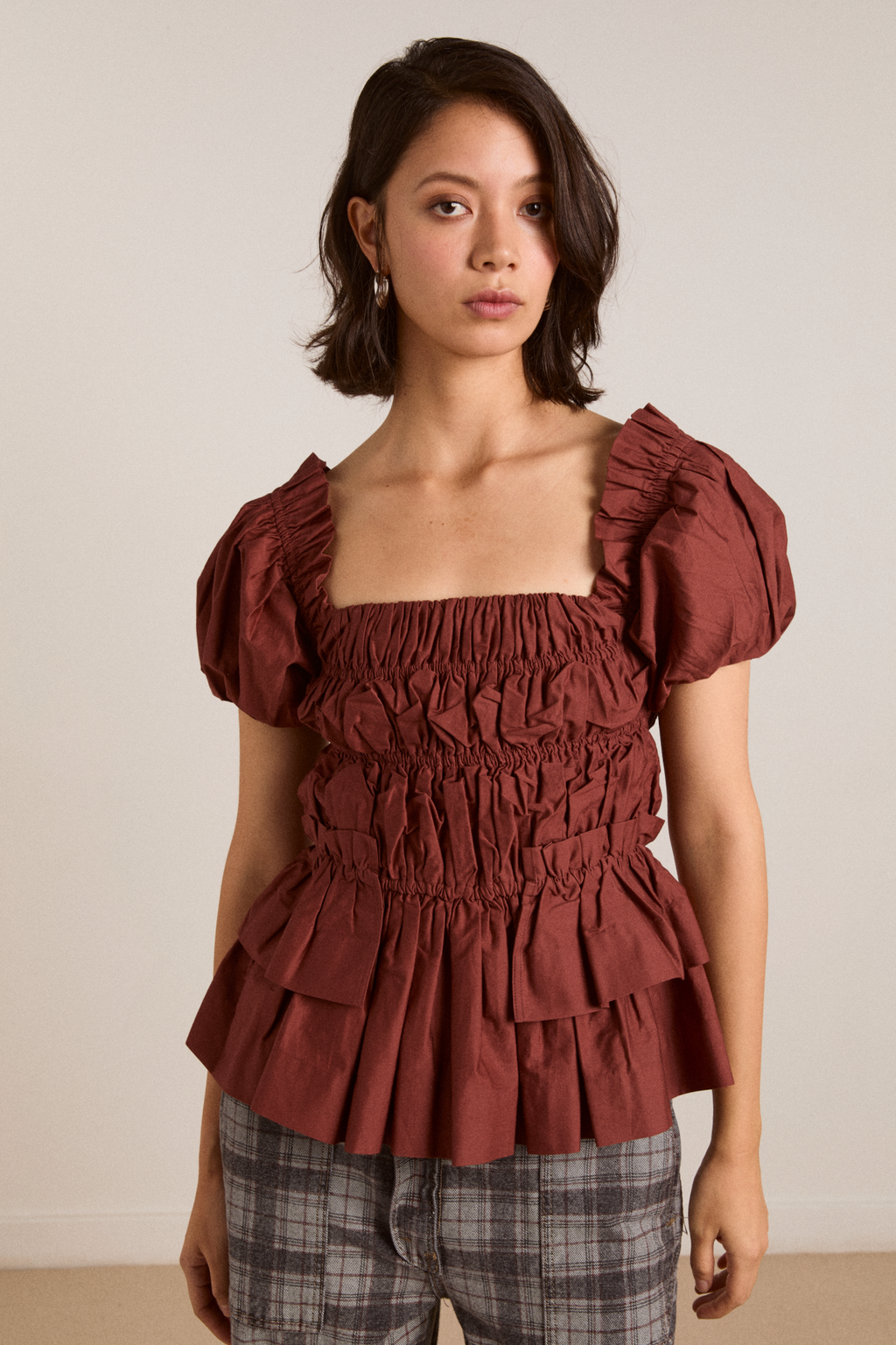 lyza blouse - brick – Damson Madder