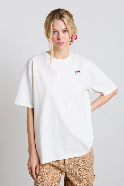 shrimp roll with chips boyfriend tee - white
