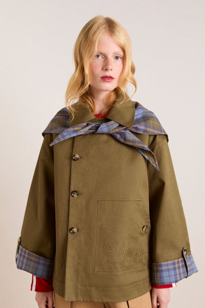 reversible jerry crop trench coat - olive