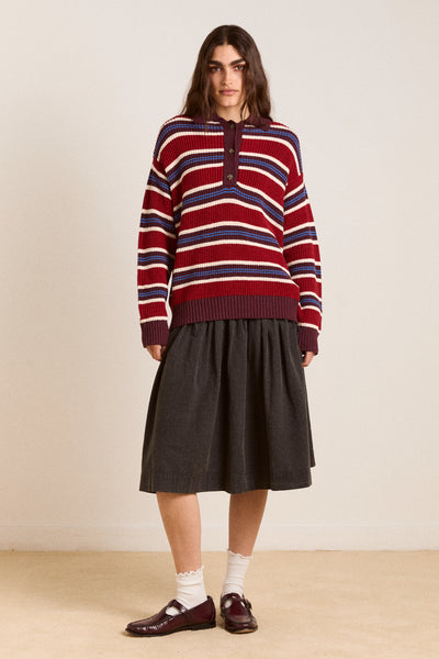 ilona striped rugby jumper - burg stripe