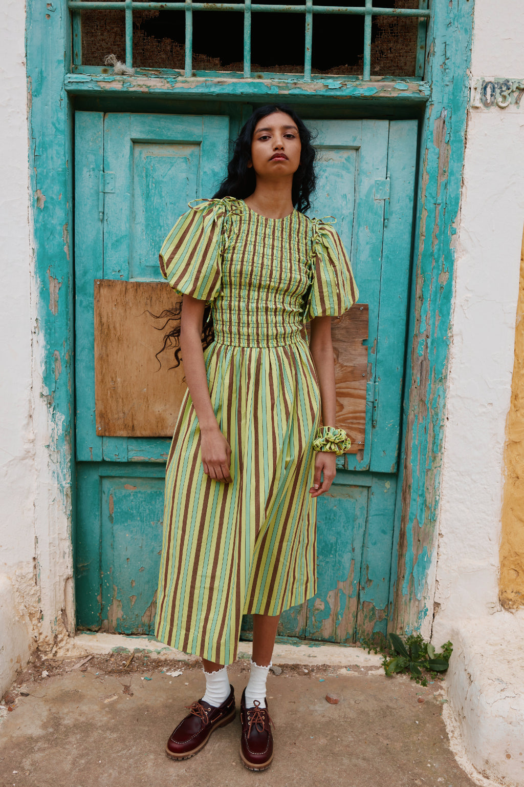 Becca Midi Dress - Tropical Business Stripe – Damson Madder