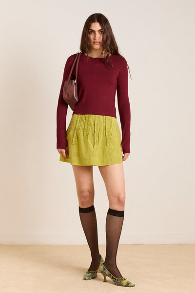 glinda ruffle mini skirt - golden lime