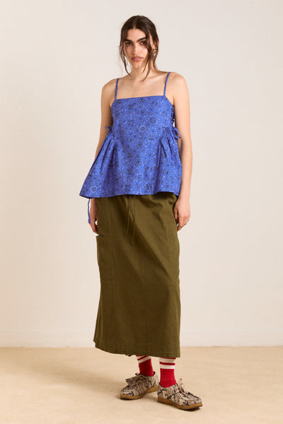 vika utility midi skirt - olive