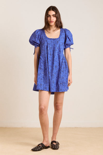 meri mini dress - blue paisley