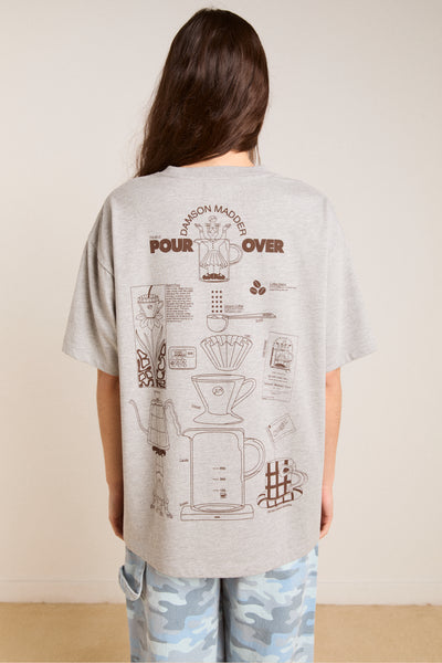 pour over coffee boyfriend tee - grey