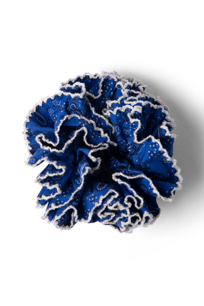 garter scrunchie - blue paisley