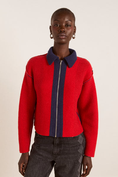 bibi boxy merino wool reversible cardigan