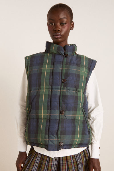 pearl hooded puffer - navy check