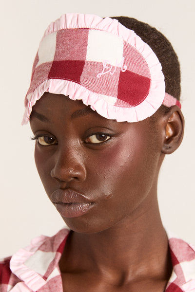 damson pj eye mask -burg gingham