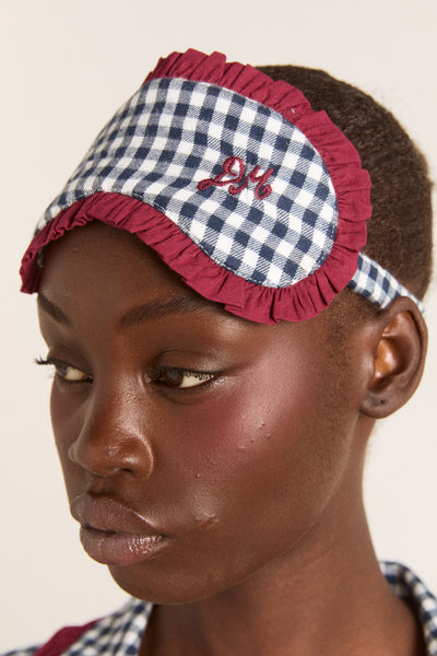 damson pj eye mask - navy gingham