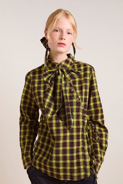 robyn shirt with removable tie - yellow check