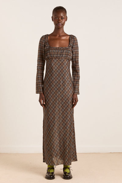 marissa sheer midi dress - multi check