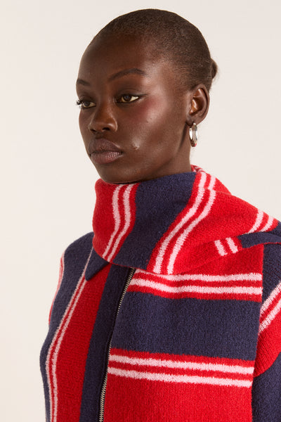 Bibi scarf in merino wool blend - red/navy stripe