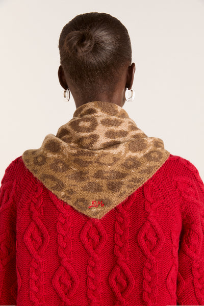 Knitted Triangle Scarf - Leopard