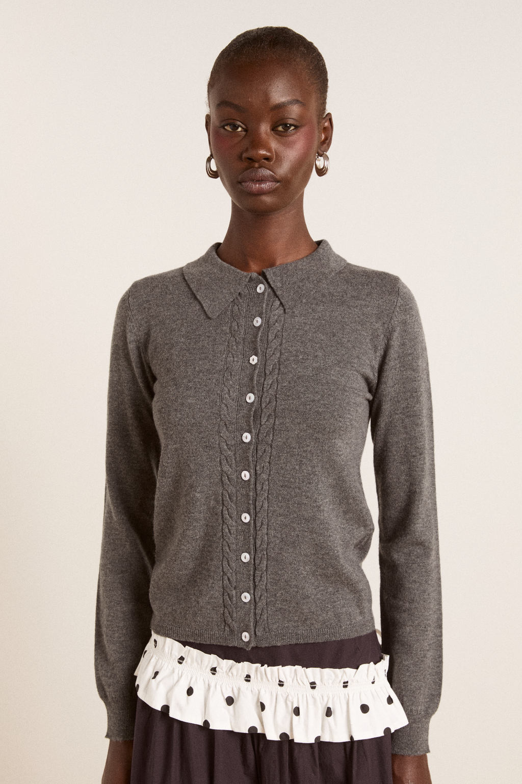 Voula Wool And Cashmere Blend Cardigan - Charcoal – Damson Madder Voula Wool And Cashmere Blend Cardigan - Charcoal – Damson Madder