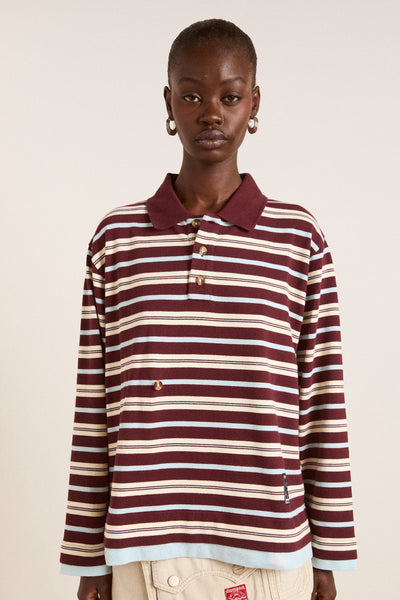 noah cinch layered rugby - choc stripe