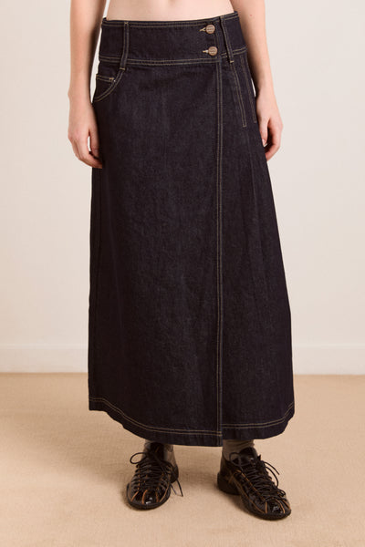 raye denim skirt - dark indigo