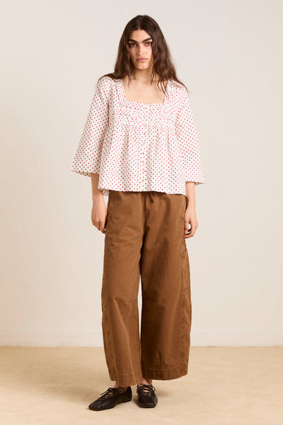 leilani blouse - off white and red spot