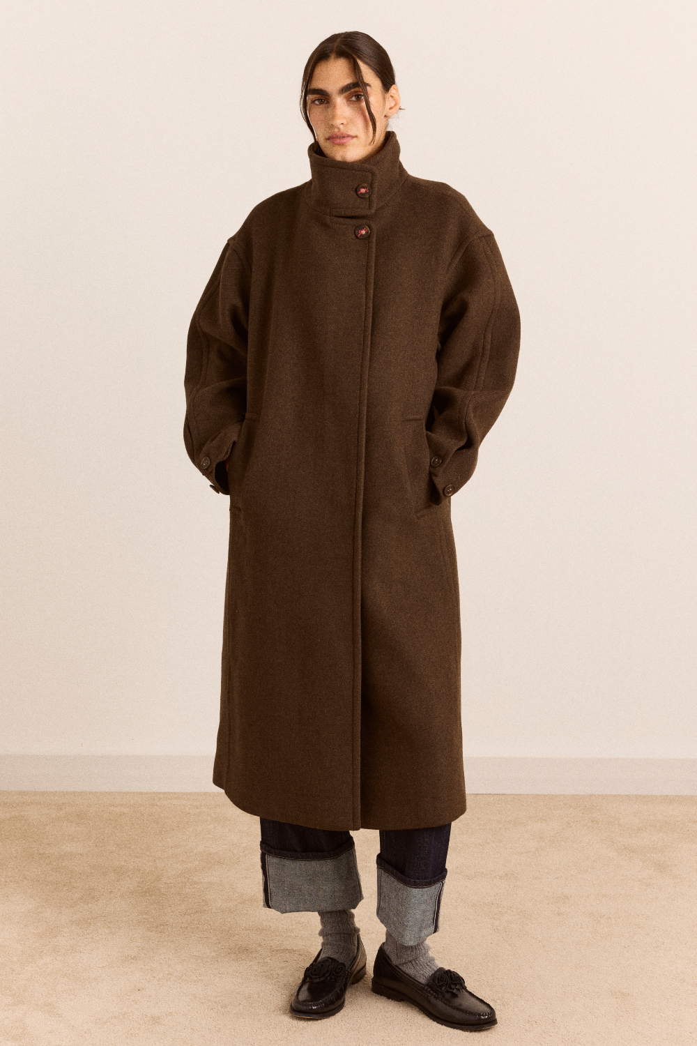 Agnes Wool Blend Coat- Chocolate – Damson Madder
