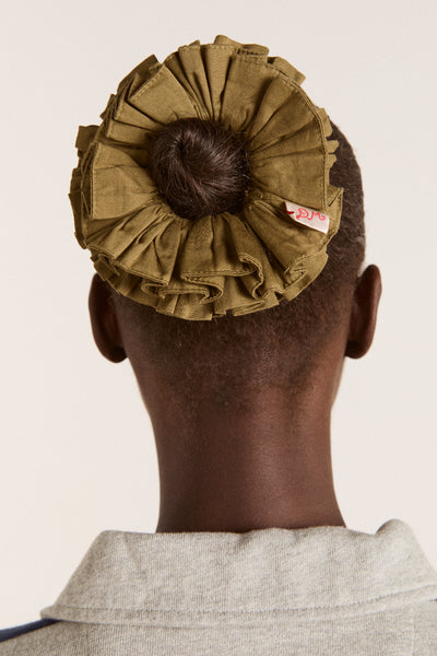 garter scrunchie - olive satin