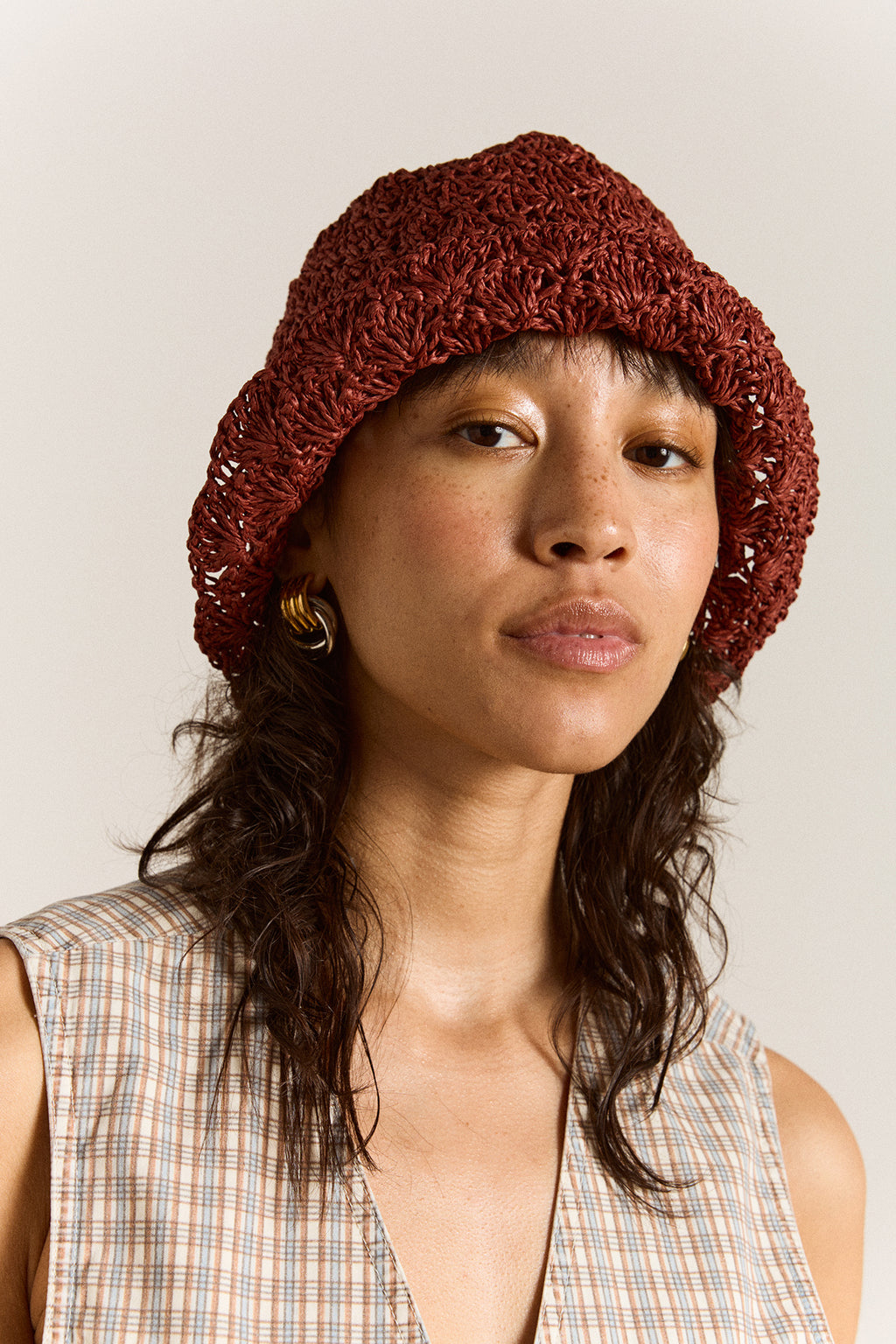 Raffia Tulip Bucket Hat - Rust – Damson Madder