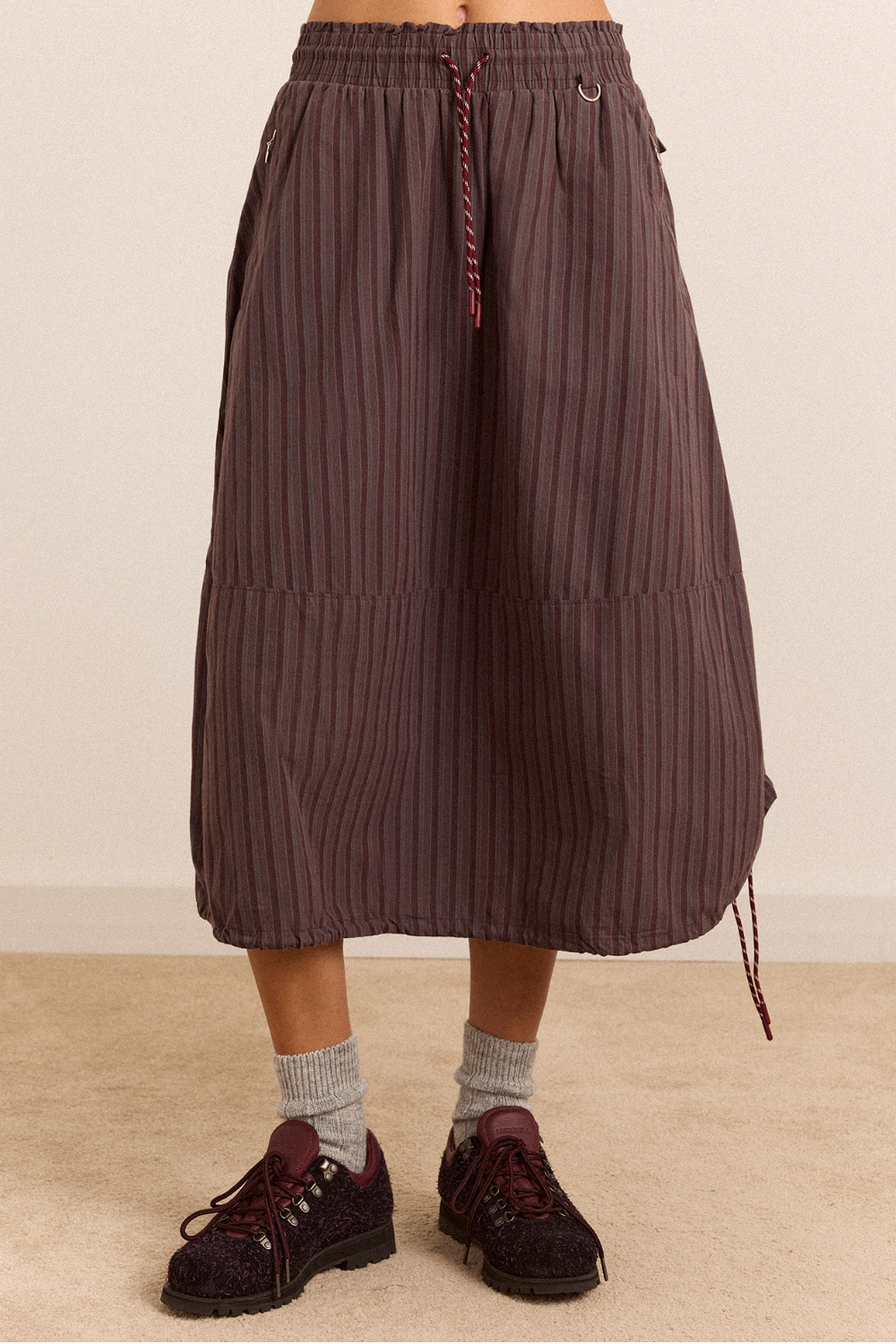 Lainey Midi Skirt - Merlot Stripe – Damson Madder