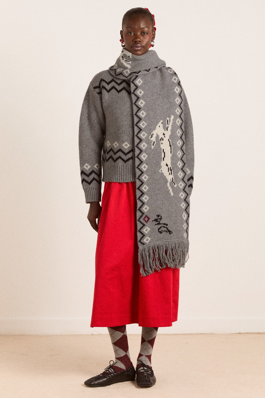 Cecily Bunny Lambswool Oversized Scarf – Damson Madder