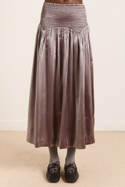 layla midi skirt - glass satin