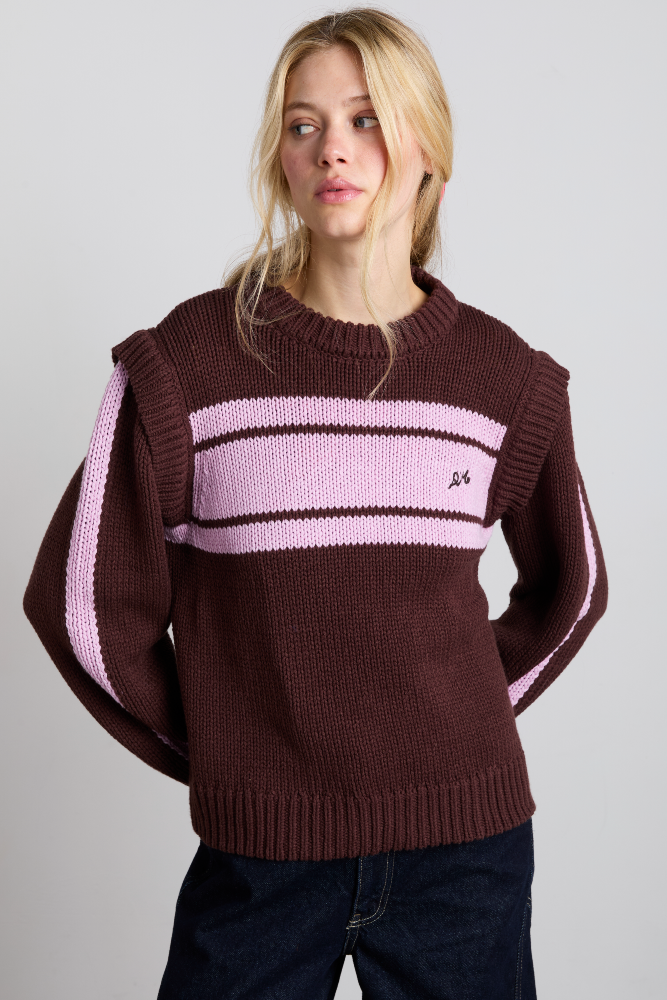 poppy jumper with removable sleeves - burgundy & lilac – Damson Madder