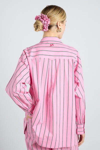 garter scrunchie in bold pink stripe