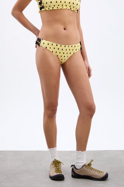 shirred bow bikini bottoms - butter spot
