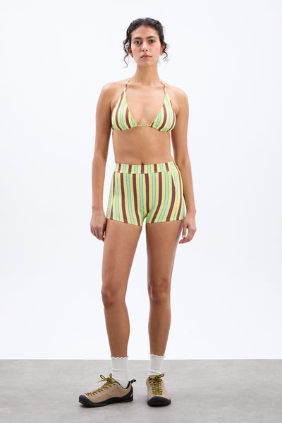 picot trim boy short - tropical stripe