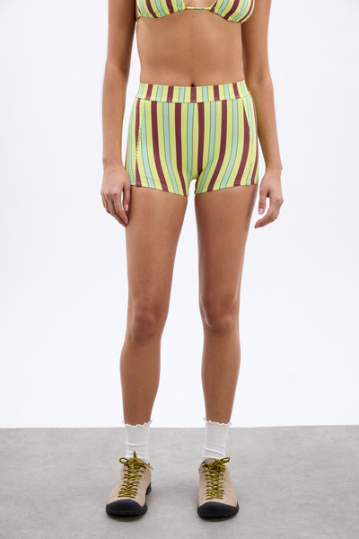 picot trim boy short - tropical stripe