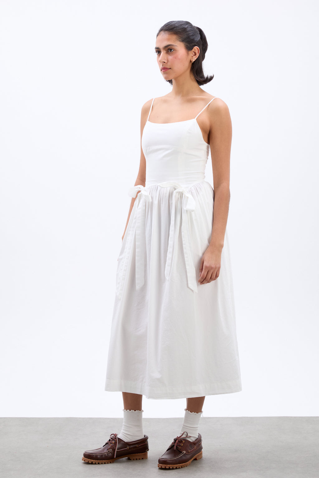 Penelope Apron Dress - White – Damson Madder
