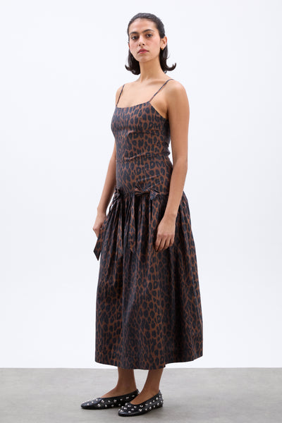 persephone midi dress - dark leopard