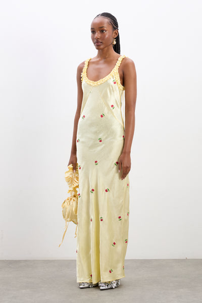 simone slip midi dress - butter yellow