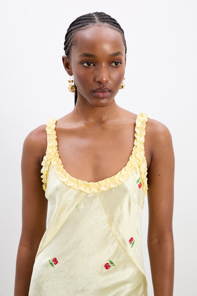 simone slip midi dress - butter yellow