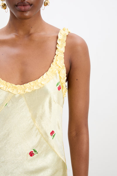 simone slip midi dress - butter yellow