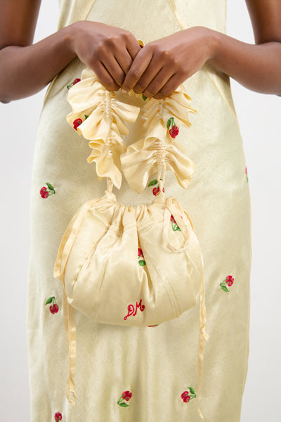 simone satin scrunchie bag - butter yellow
