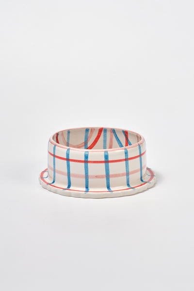 hand painted ceramic pet bowl - tulip check