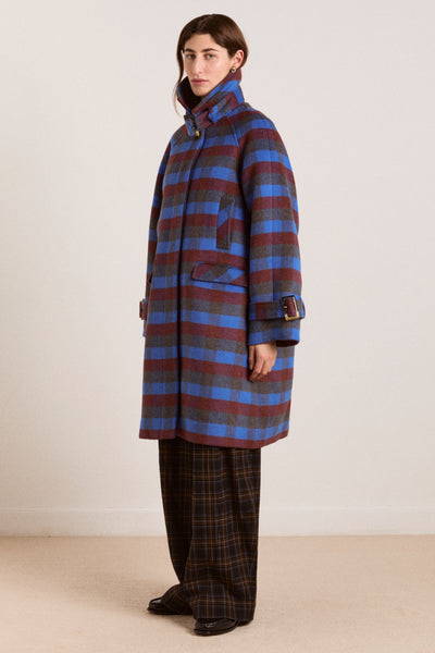 vivi wool coat - blue/brick