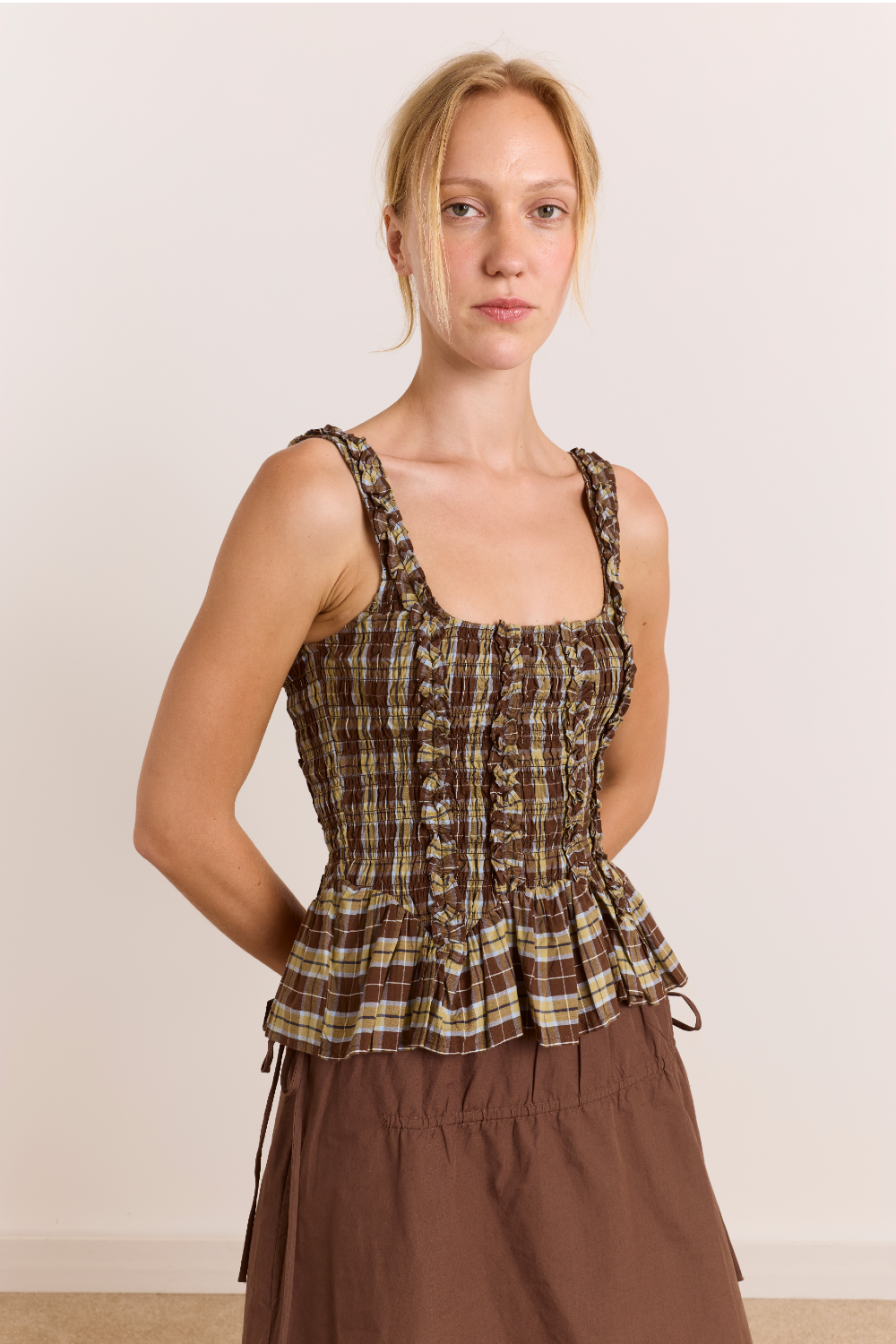 Raphi Cami - Cocoa Check – Damson Madder