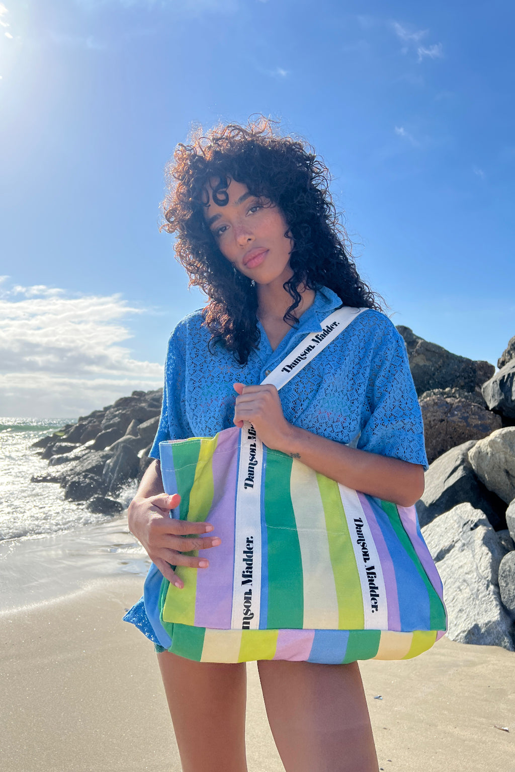 STRIPE BEACH BAG – Damson Madder